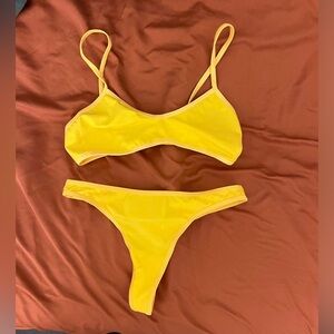 Los Angeles apparel lingerie set size S primary yellow spaghetti bralette thong
